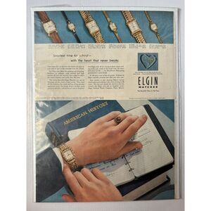 Print Ad Elgin Ladies Watches 1952 Full Page Large Magazine 10.5"x13.5"